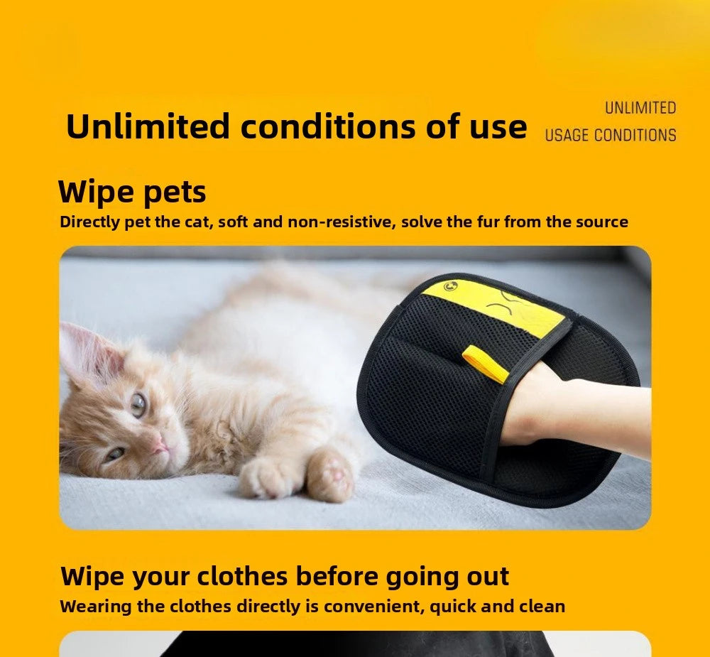 Pet Hair Removal Kit: Sticky Roller, Static Brush & Grooming Gloves - For Cat and Dog Fur on Furniture, Car, and Clothing
