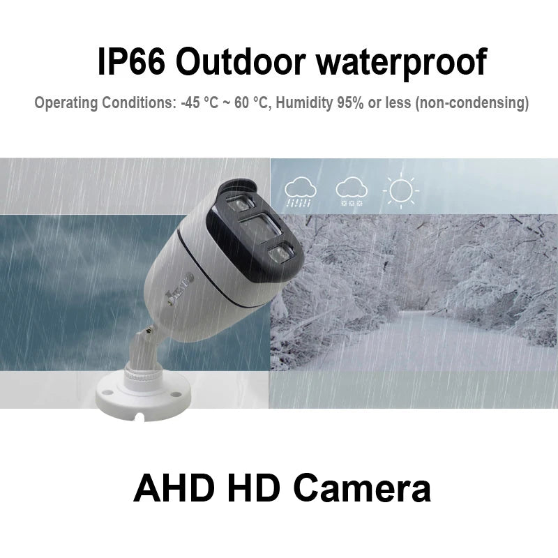 JIENUO-cámara de seguridad CCTV 4K HD AHD, sistema de vigilancia, 1080P, 5MP, impermeable, visión nocturna infrarroja, TVI, para el hogar