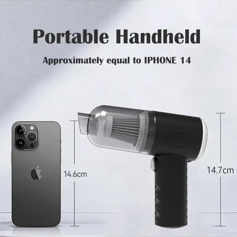 9000Pa Wireless Car Vacuum Cleaner, 1200mAh USB Charging Portable Cleaning Device, Mini Wet and Dry Vacuum for Home