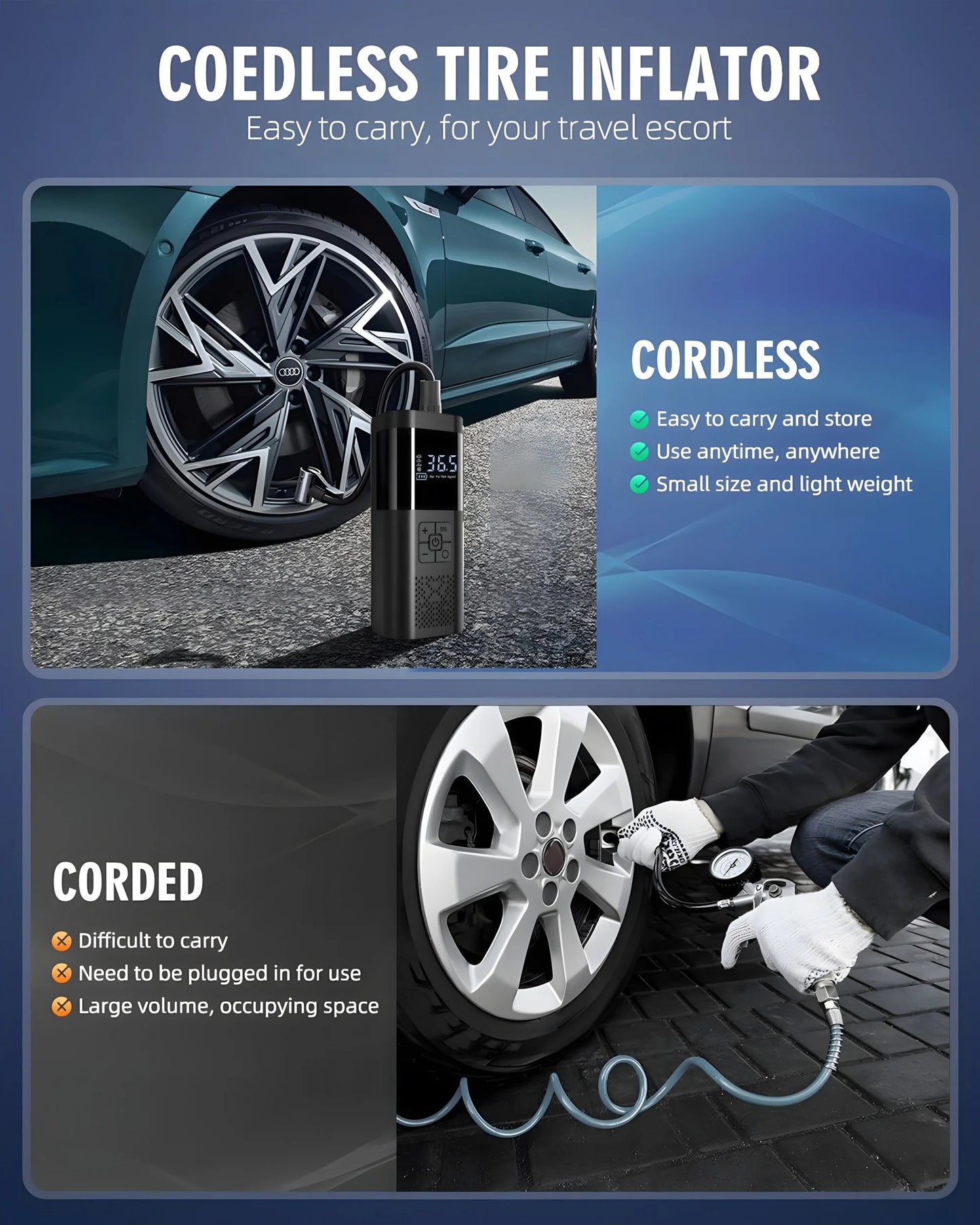 Portable car air compressor